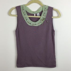 Anthro - Moth - Pearl Accented Sleeveless Sweater